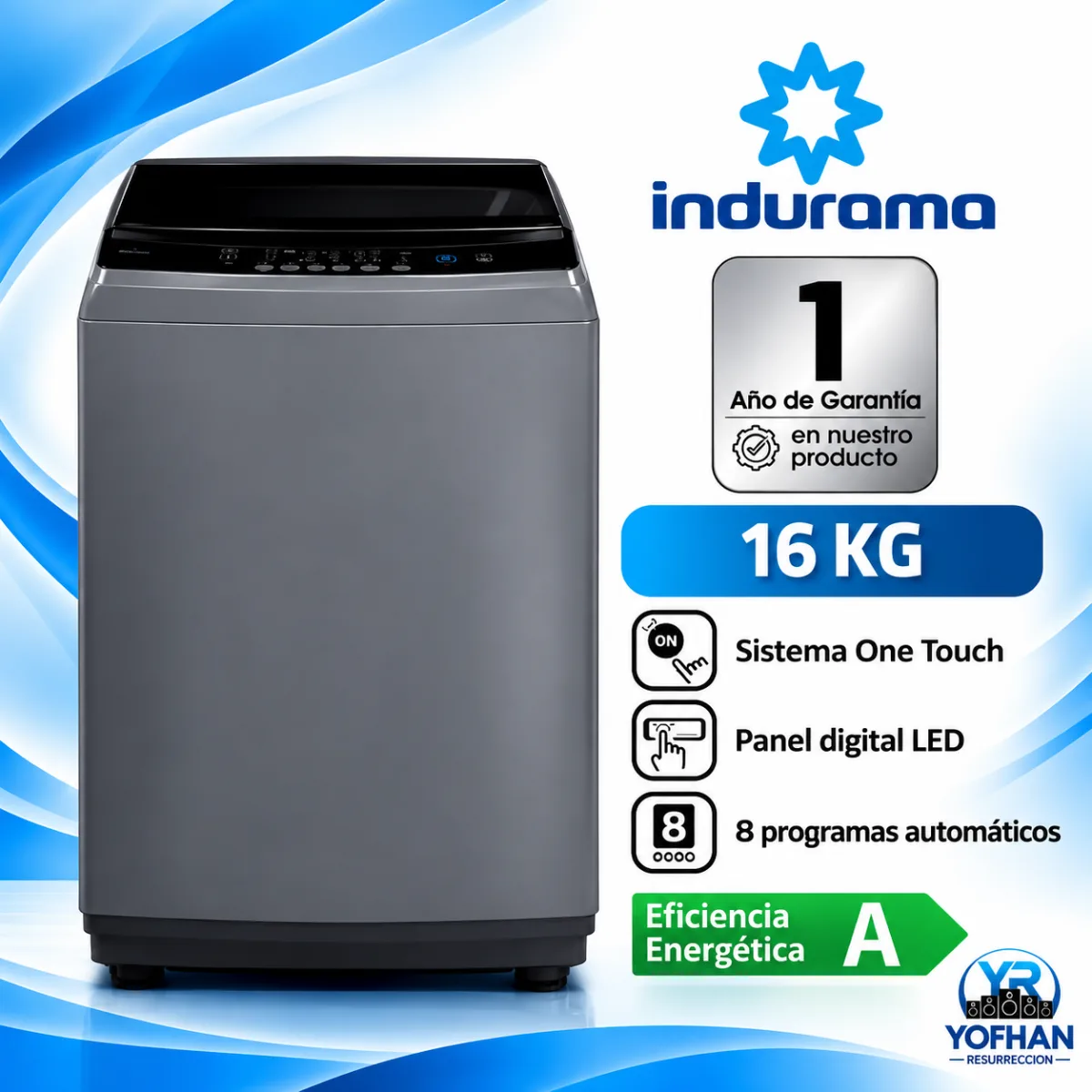 Lavadora Indurama 16 kg Carga Superior Gris Oscuro
