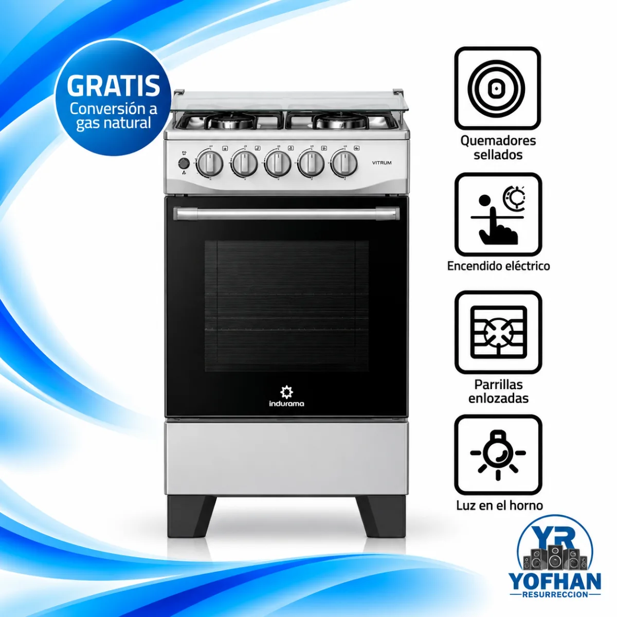 Cocina Indurama Matisse 4 Quemadores Gris