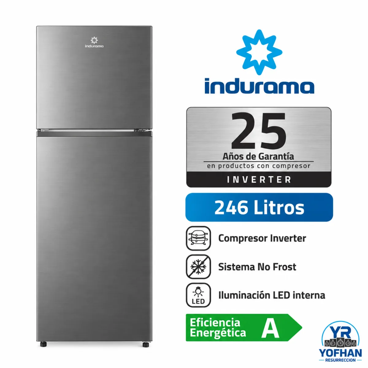 Refrigeradora Indurama Ri-389I No Frost Multi Air Flow 246 L Croma 
