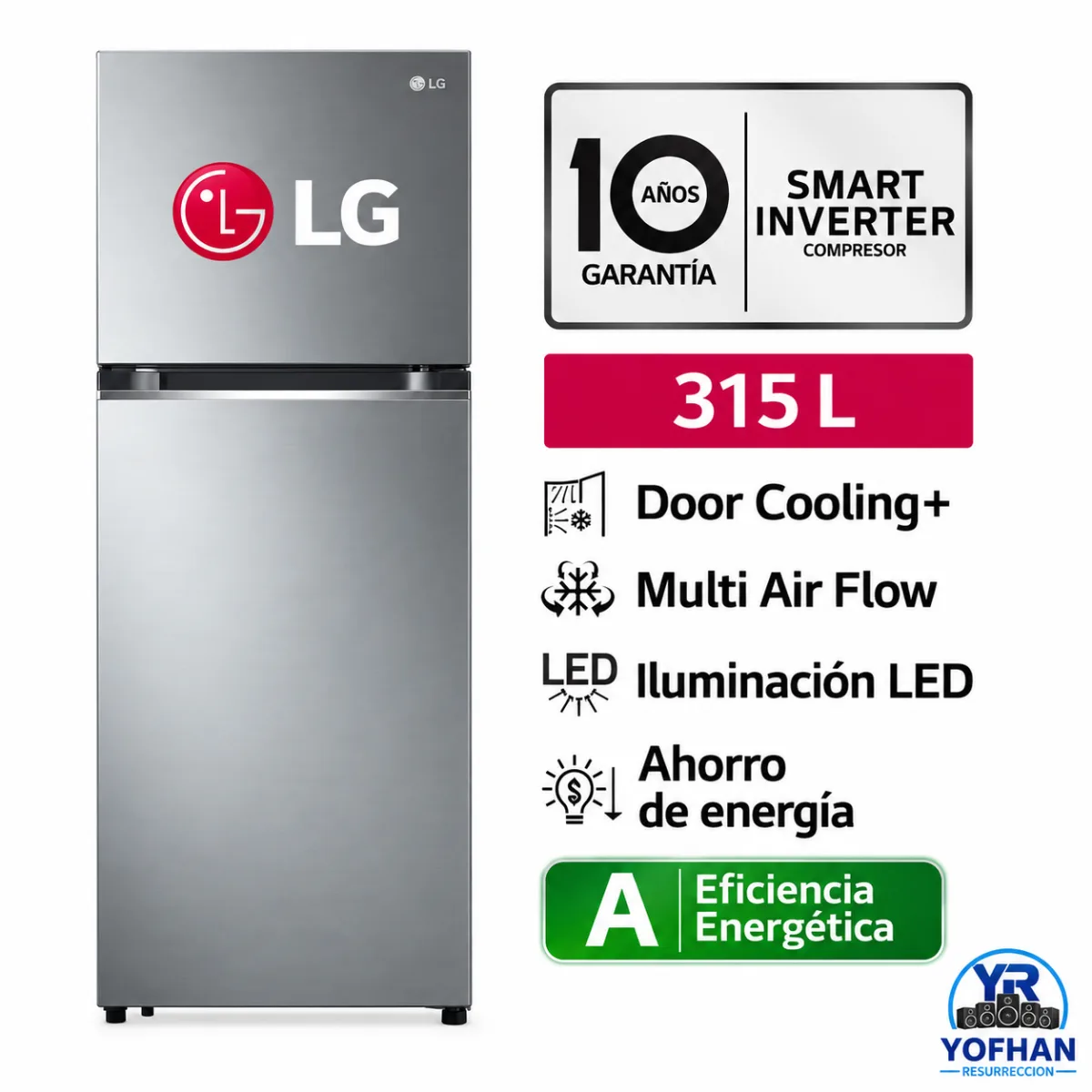 Refrigeradora LG  Top Freezer 315L Plateado